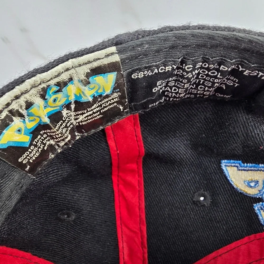 Pokemon Snapback Hat Black Multi Character Print Pokeball Patch‎ Cap